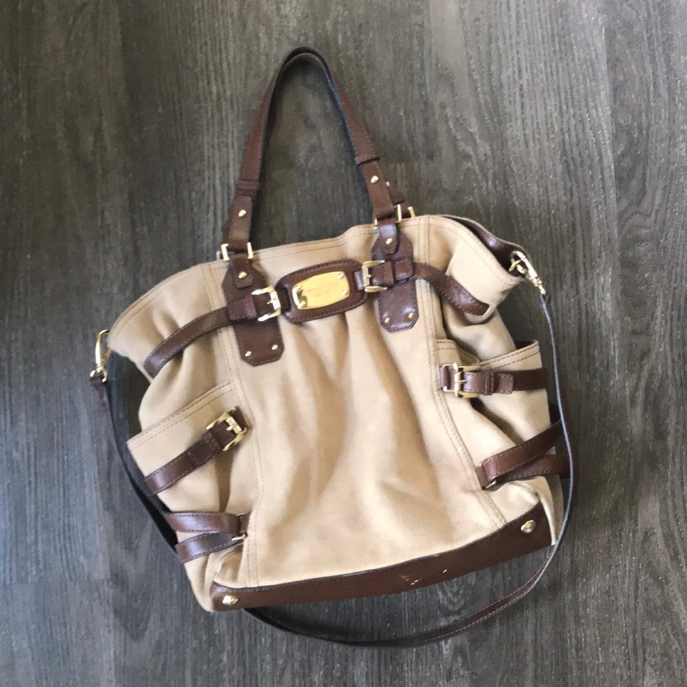 Michael Kors suede tan and brown shoulder bag